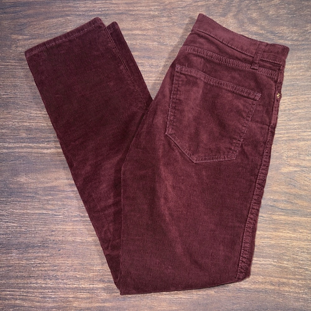 Gap Vintage Slim High Rise Burgundy Red Corduroy Pants Womens Size 25 0